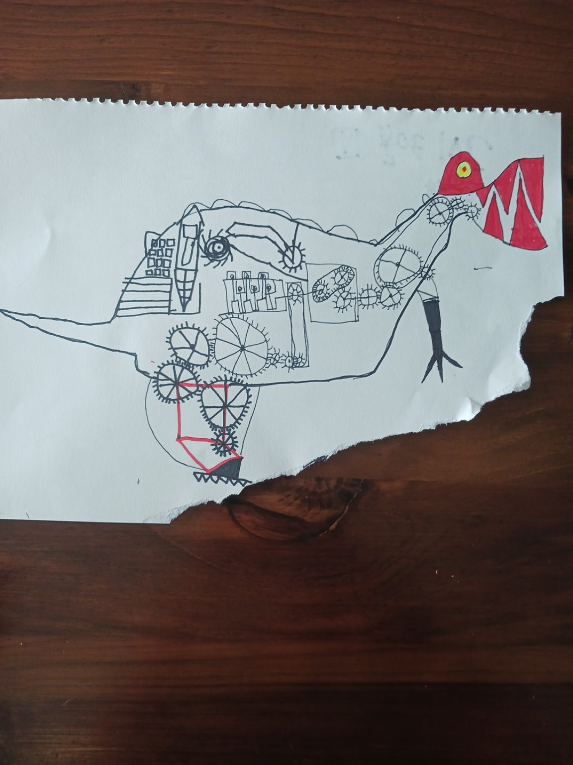 Leo's hand-drawn Chicken Bot sketch