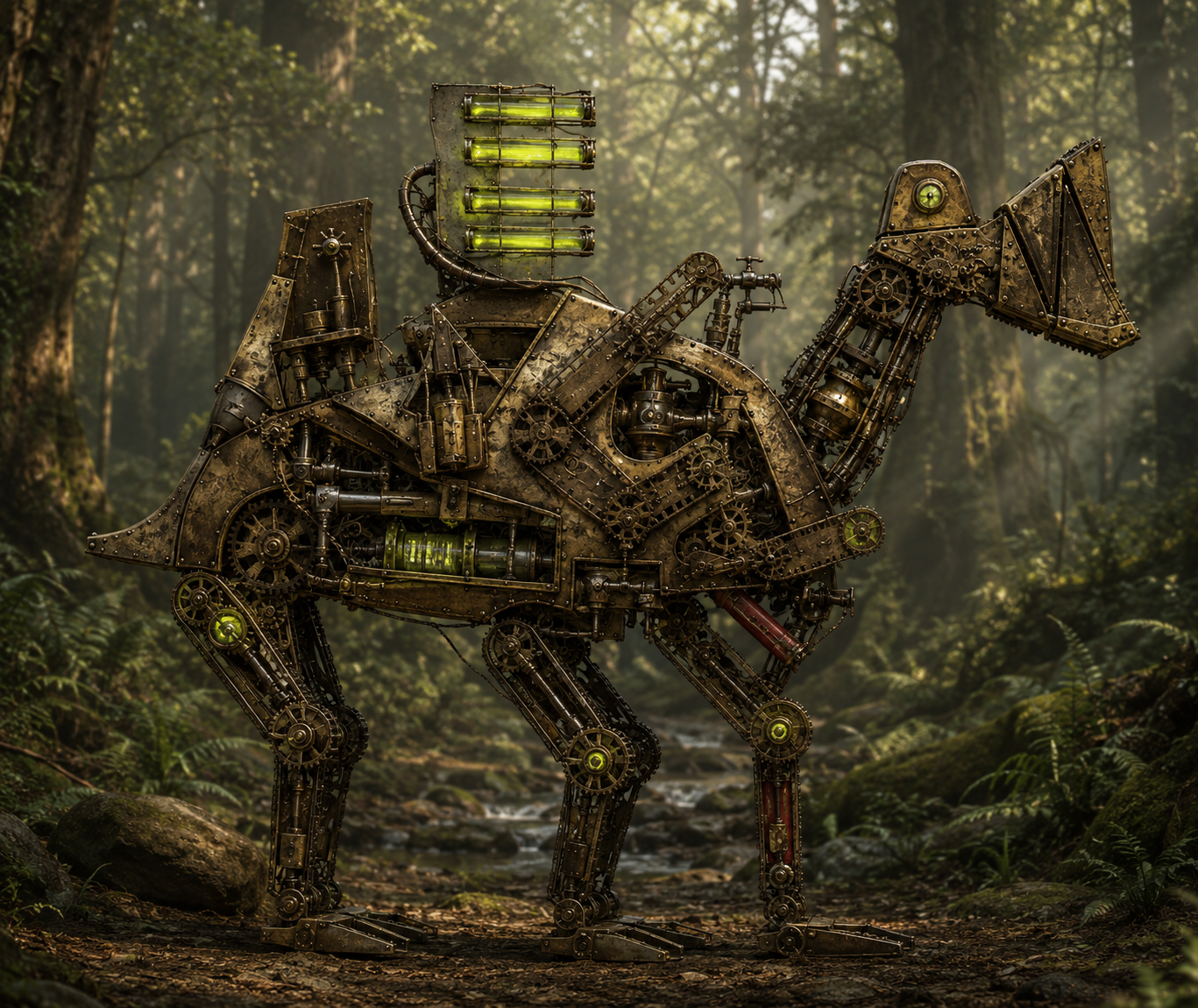 Chicken Bot with brass plates and gears