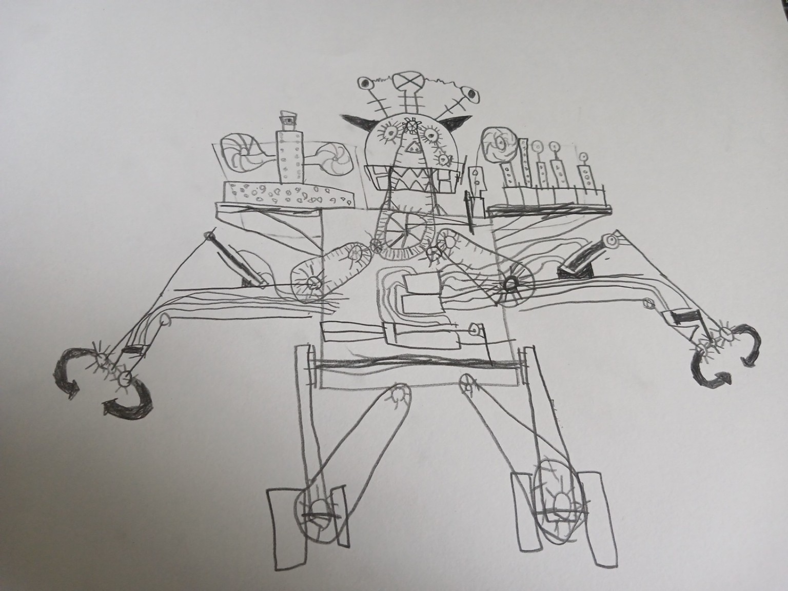 Leo's hand-drawn Crab Bot sketch